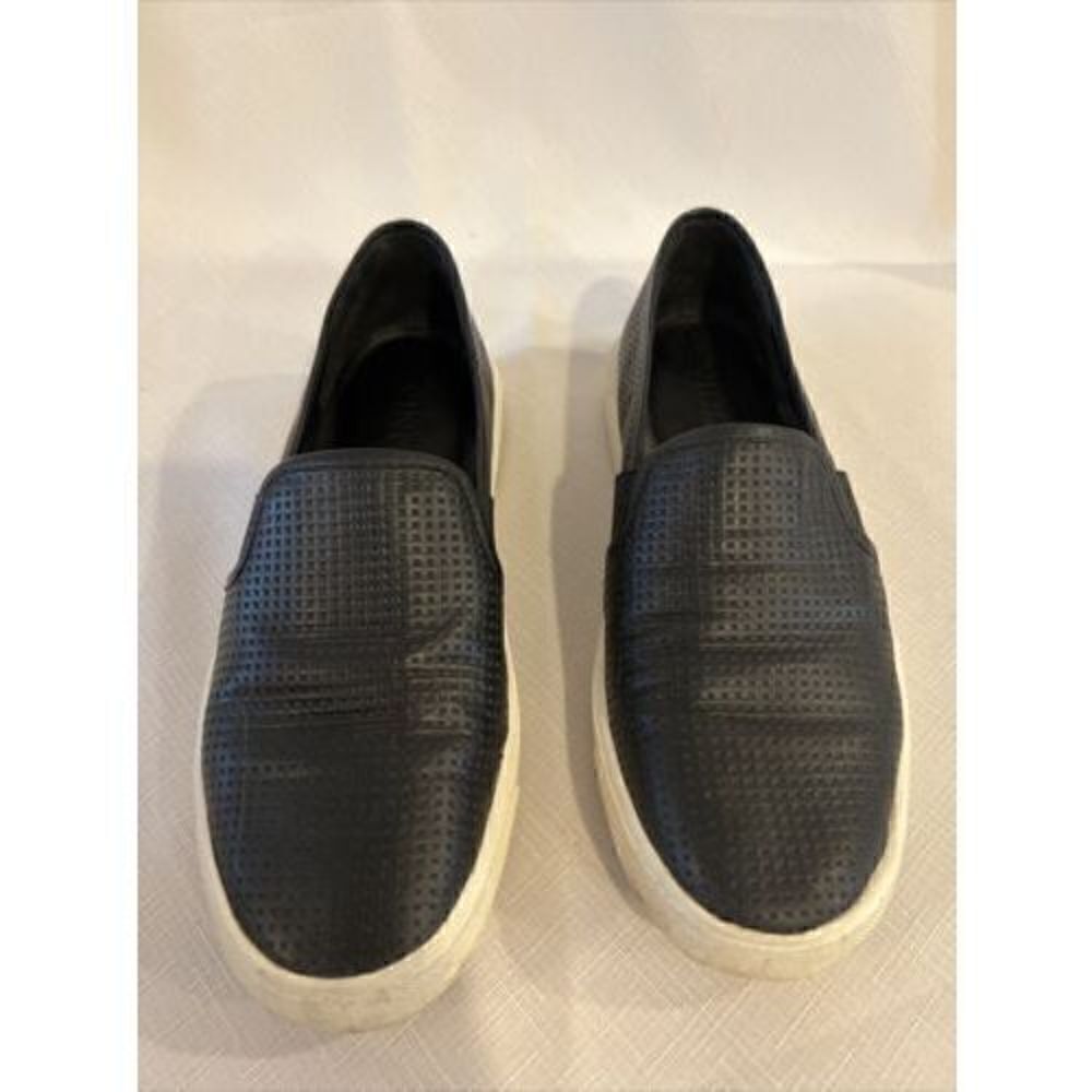 Vince Blair Womens Shoes Black Perforated Leather Slip On Sneakers Size 5 M